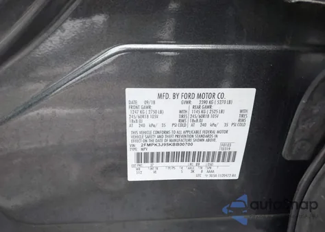 2019 Ford Edge Sel из США, поврежденный, VIN 2FMPK3J95KBB00700